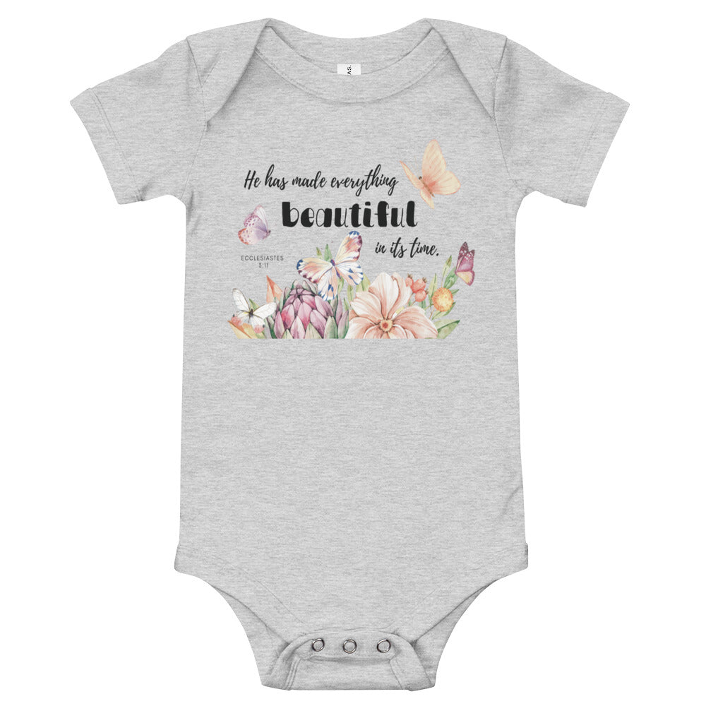 Baby short sleeve onesie | He has made everything beautiful | Ecclesiastes 3:11