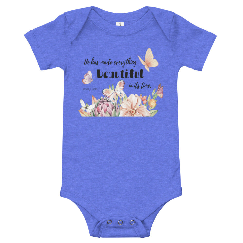 Baby short sleeve onesie | He has made everything beautiful | Ecclesiastes 3:11