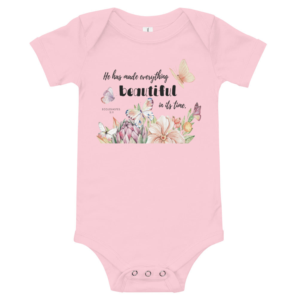 Baby short sleeve onesie | He has made everything beautiful | Ecclesiastes 3:11