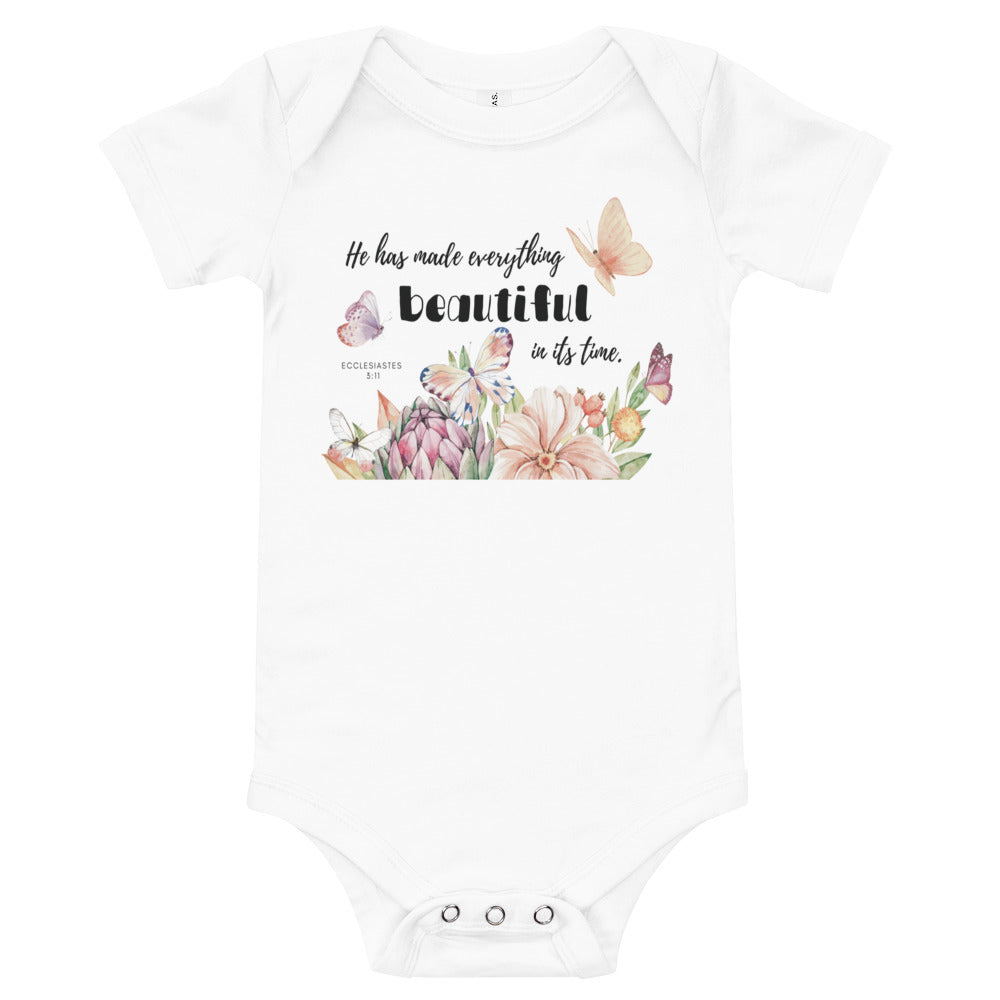 Baby short sleeve onesie | He has made everything beautiful | Ecclesiastes 3:11