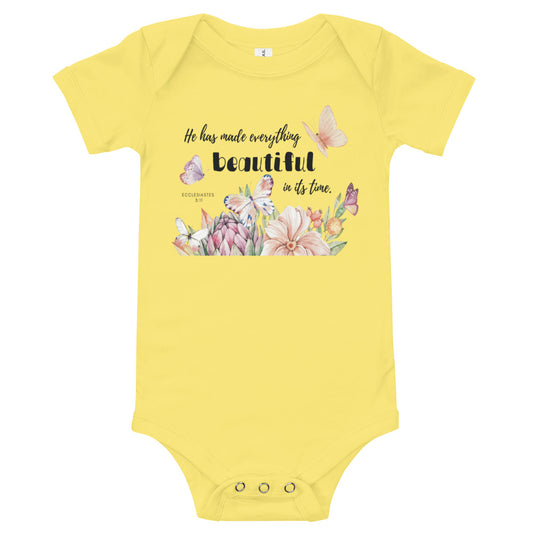 Baby short sleeve onesie | He has made everything beautiful | Ecclesiastes 3:11