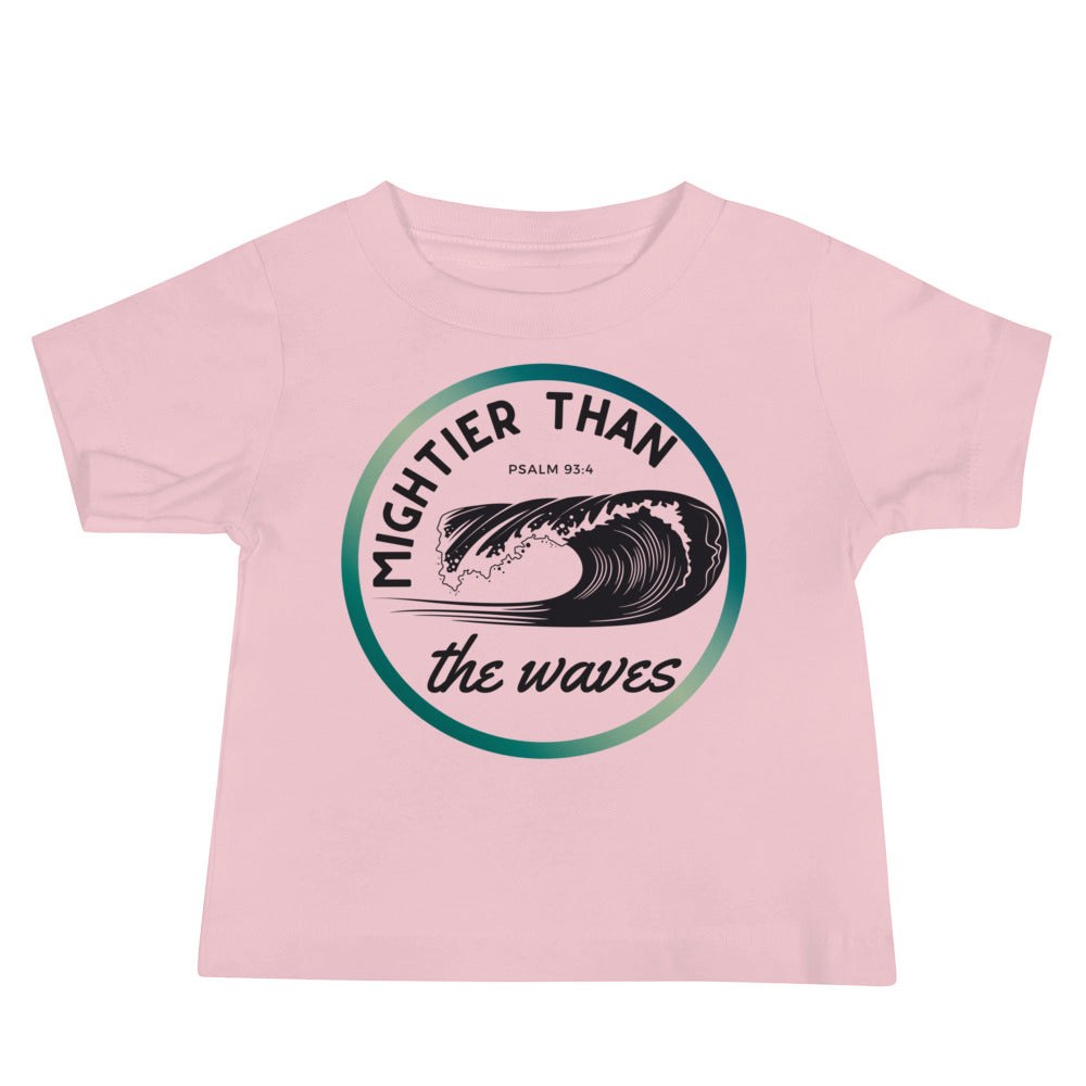 Baby Tee | Mightier than the waves | Psalm 93:4 | Teal gradient