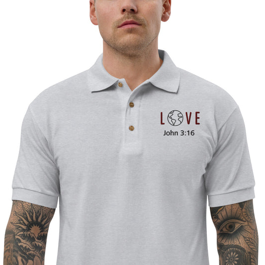 Men's Embroidered Polo Shirt | LOVE | John 3:16