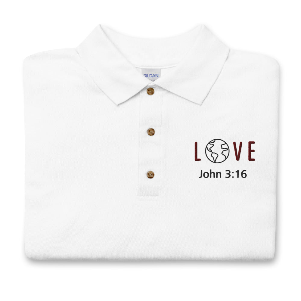 Men's Embroidered Polo Shirt | LOVE | John 3:16