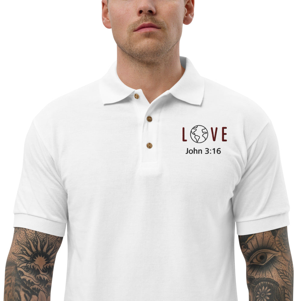 Men's Embroidered Polo Shirt | LOVE | John 3:16