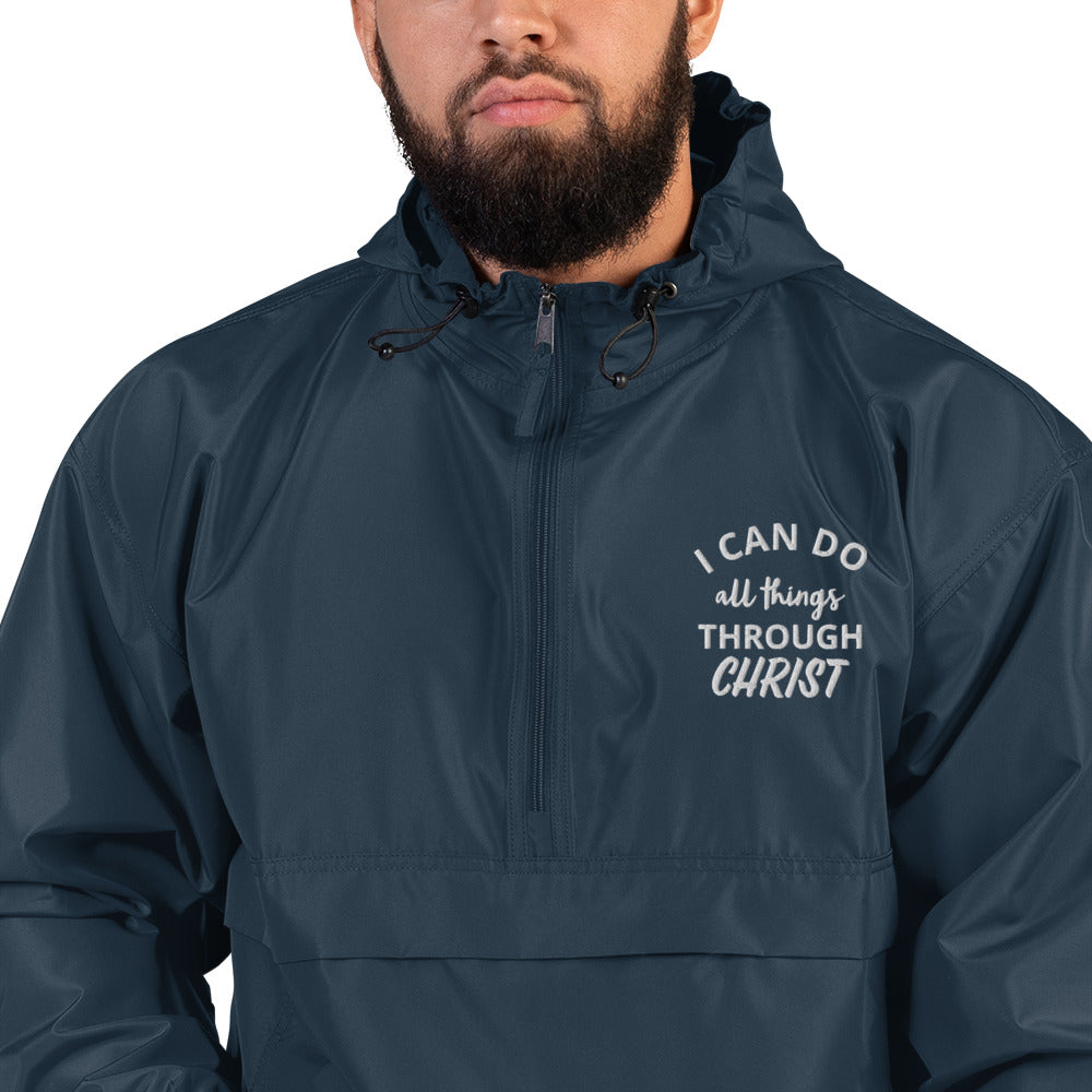 Embroidered Champion Packable Jacket | I can do all things through Christ