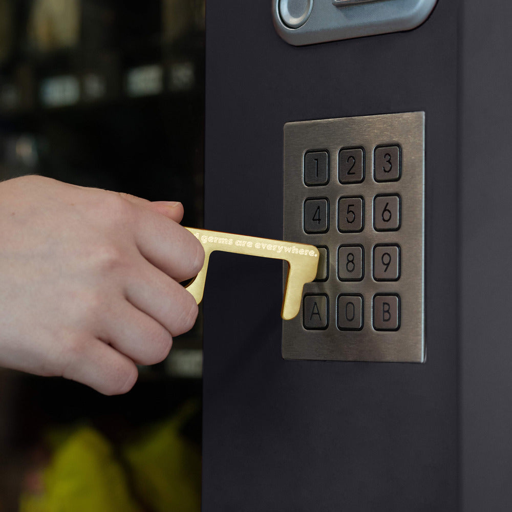 Engraved Brass Touch Tool Keychain | Jesus and germs are everywhere.