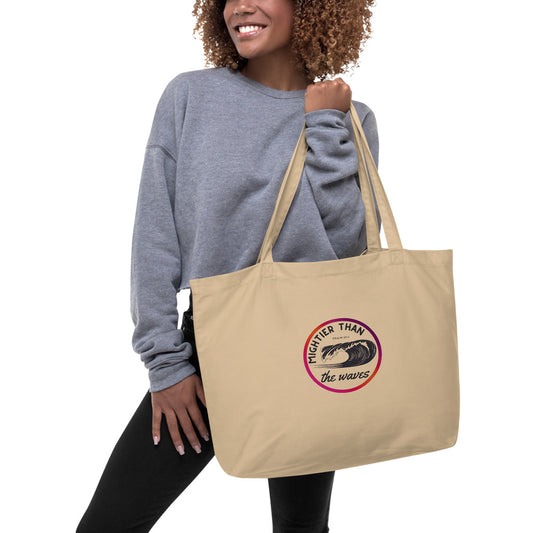 Large organic tote bag | Mightier than the waves | Psalm 93:4