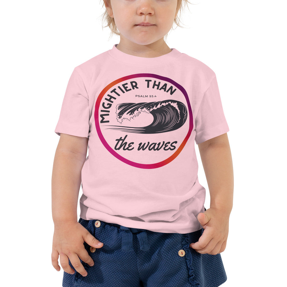 Toddler T-shirt | Mightier than the waves | Psalm 93:4 | Sunset gradient