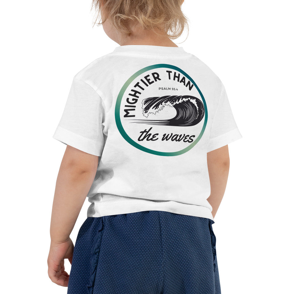 Toddler Tee | Mightier than the waves | Psalm 93:4 | Teal gradient