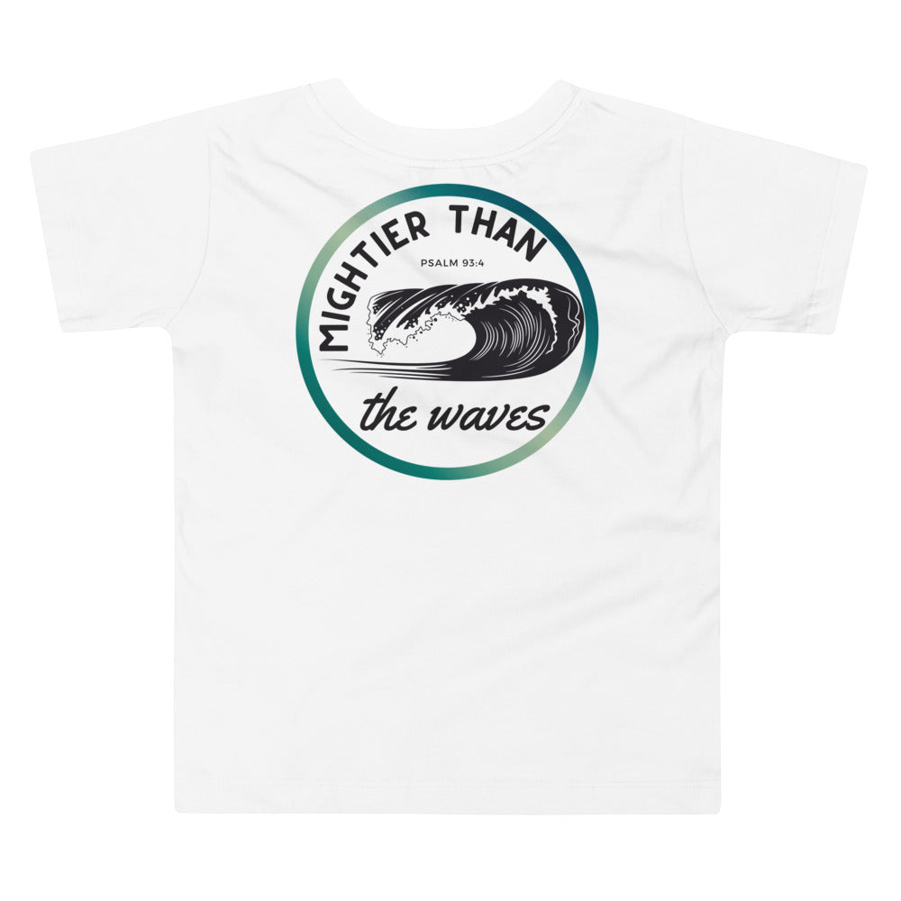 Toddler Tee | Mightier than the waves | Psalm 93:4 | Teal gradient