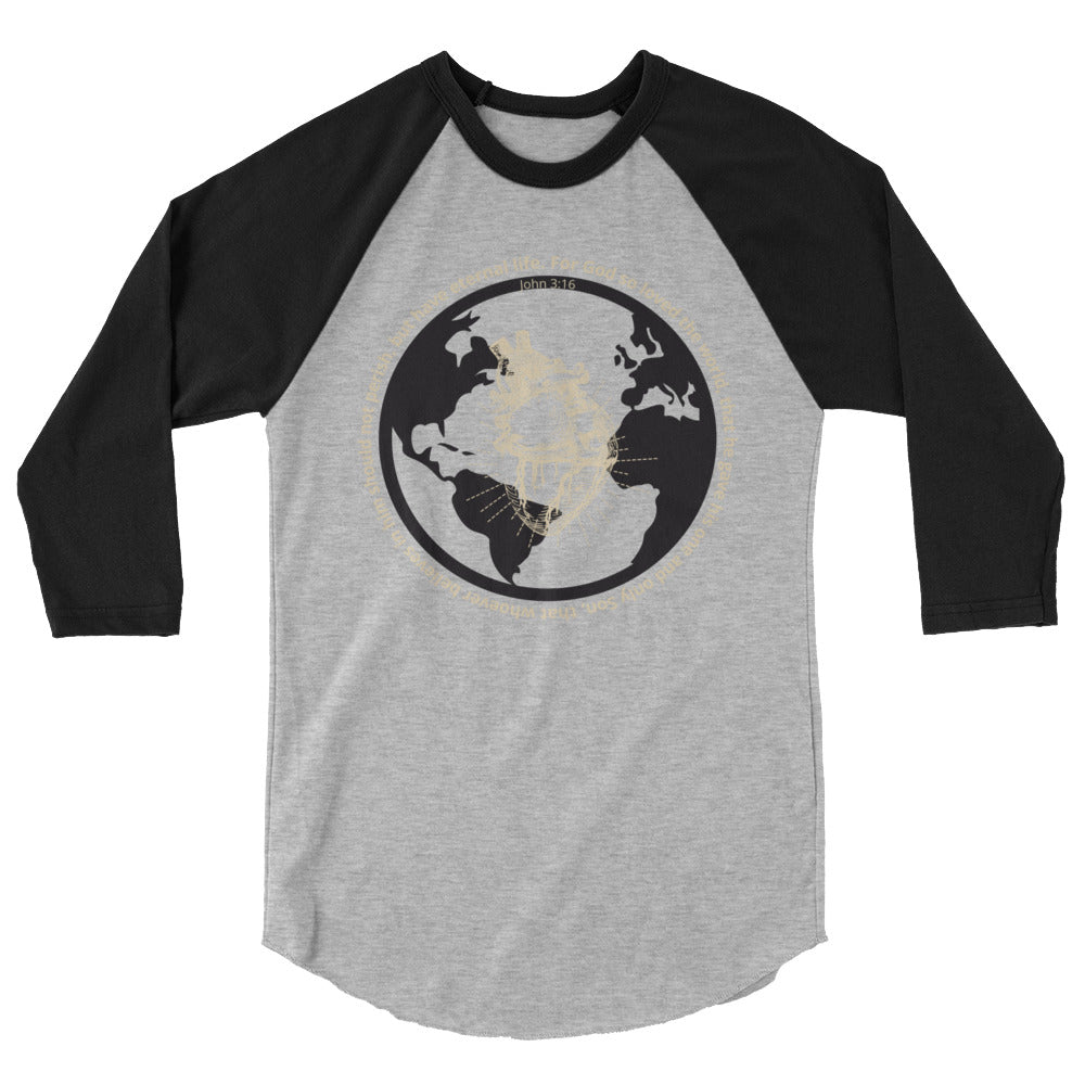 Men's 3/4 sleeve | God so loved the world | John 3:16