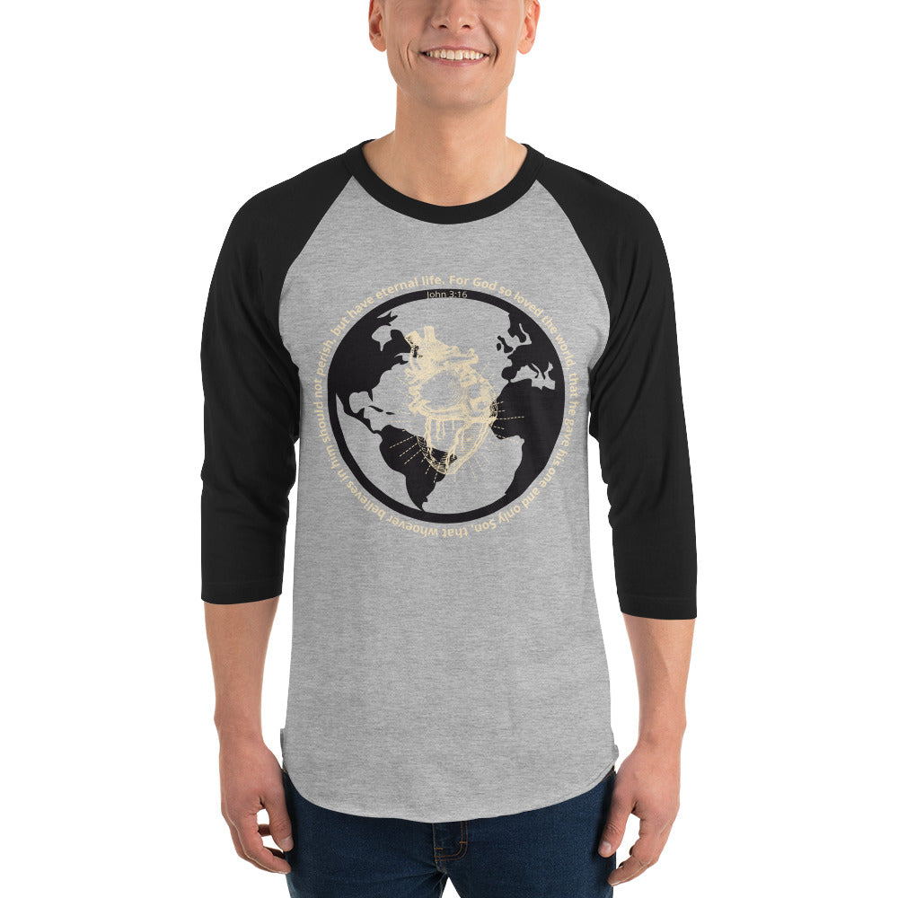 Men's 3/4 sleeve | God so loved the world | John 3:16