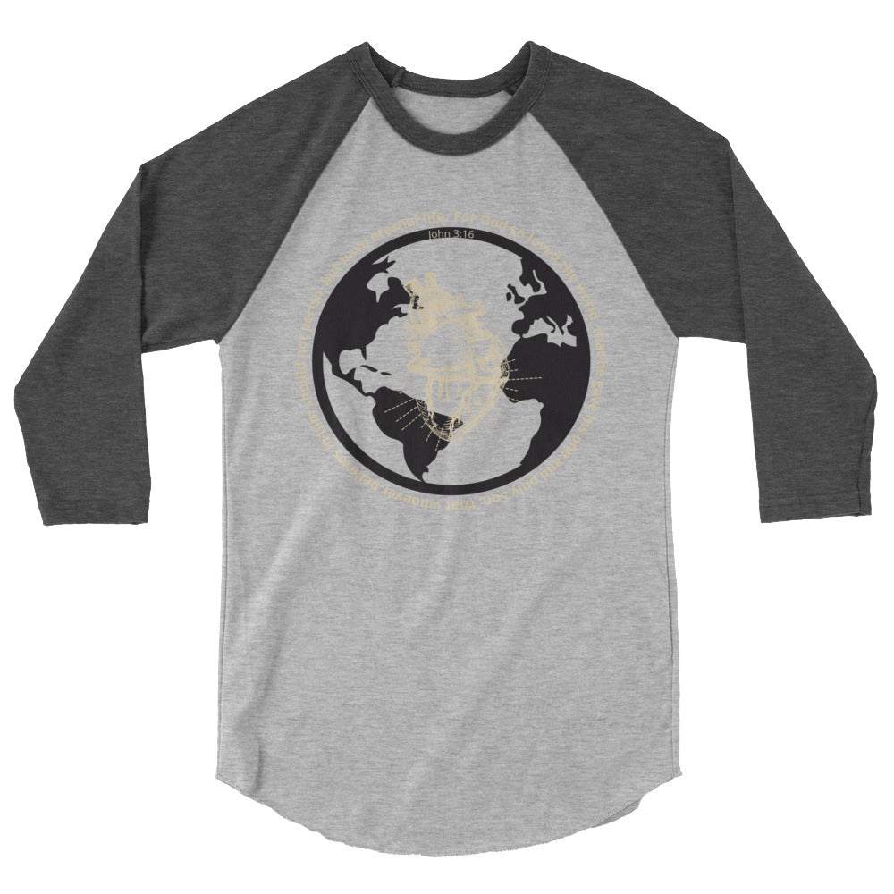 Men's 3/4 sleeve | God so loved the world | John 3:16