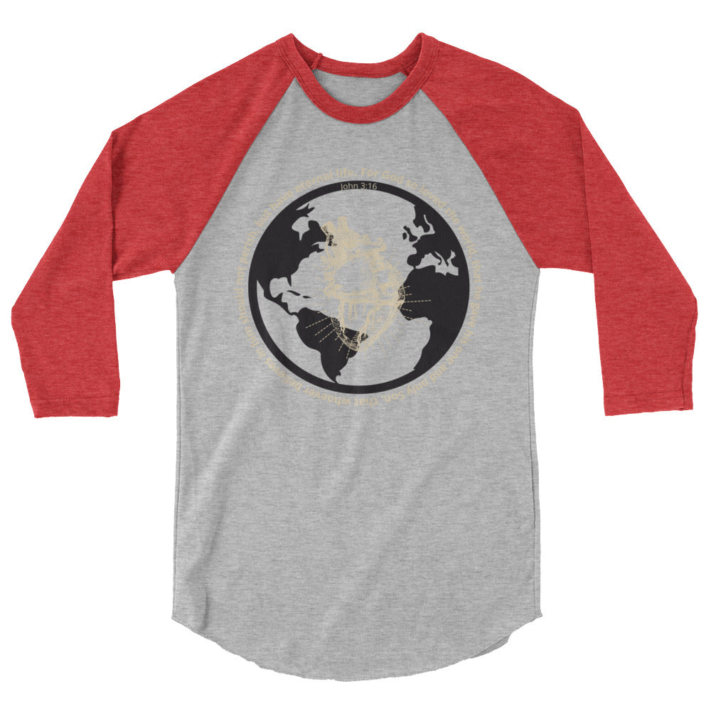 Men's 3/4 sleeve | God so loved the world | John 3:16