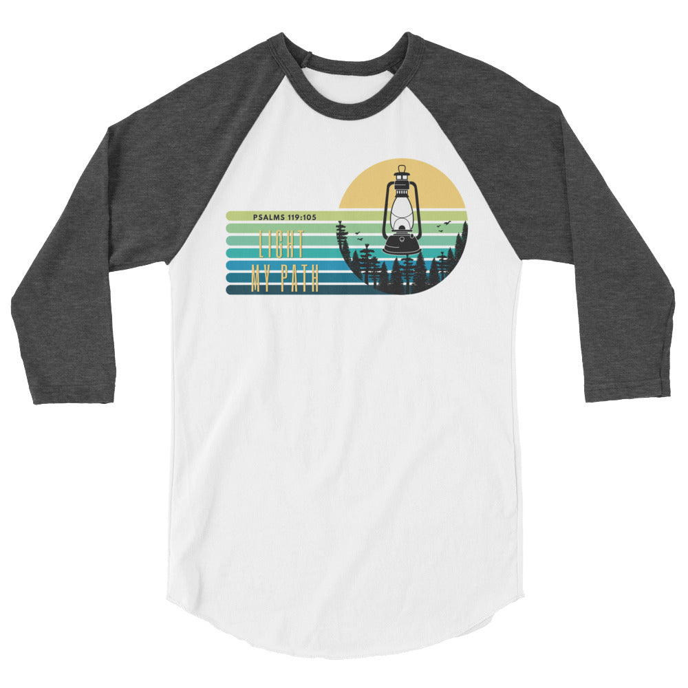 Light my path | Psalms 119:105 | Men's 3/4 sleeve raglan shirt