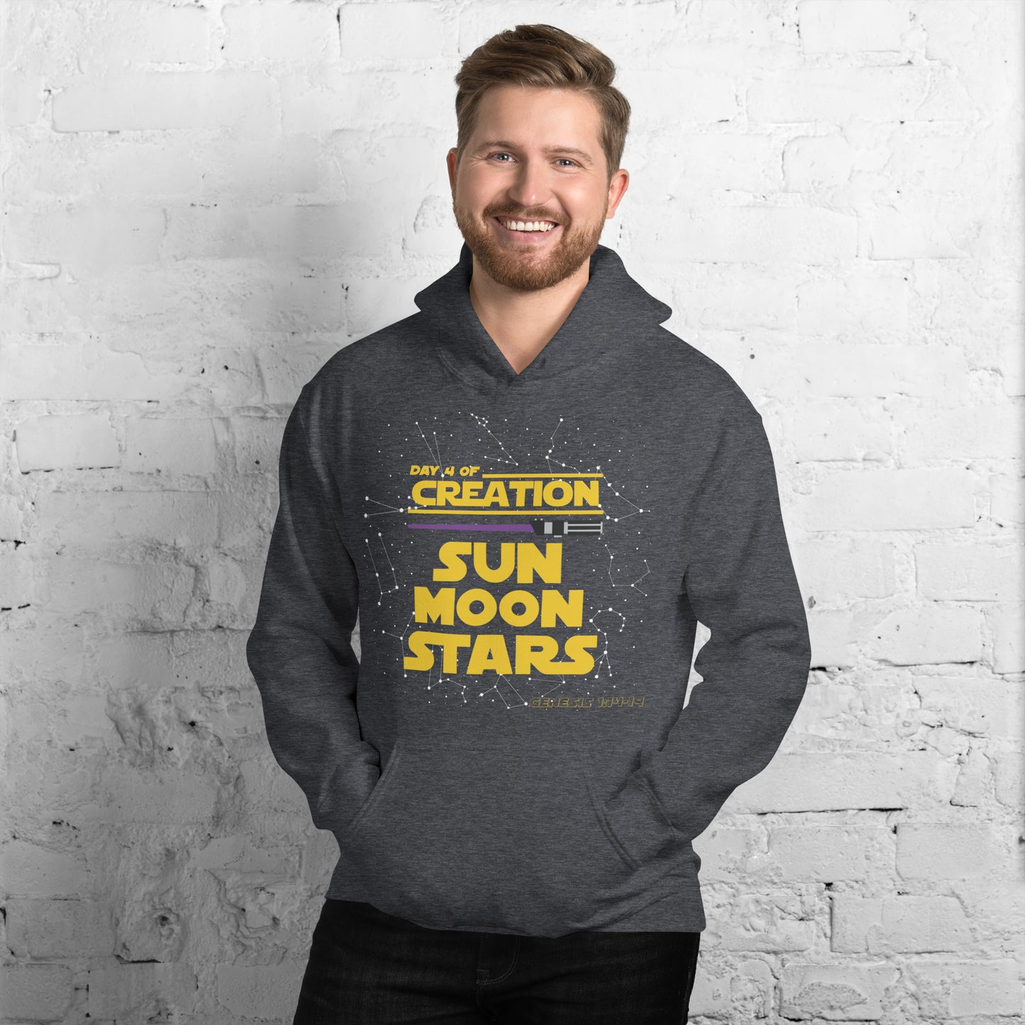 Purple lightsaber | Day4 of creation | Genesis 1: 14-19 | Men's Hoodie