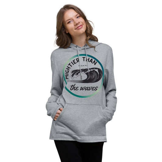 Women's Lightweight Hoodie | Mightier than the waves | Psalm 93:4 | Teal geadient