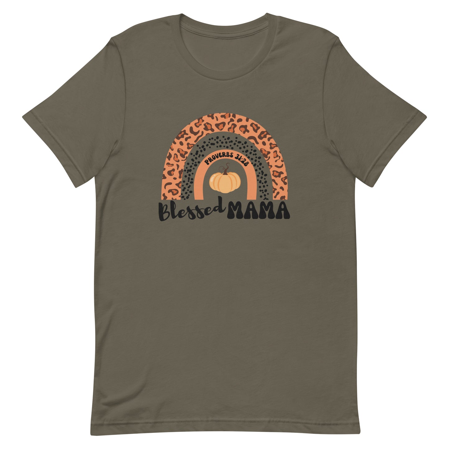 Women's fall tee | Blessed Mama | Pumpkin Rainbow