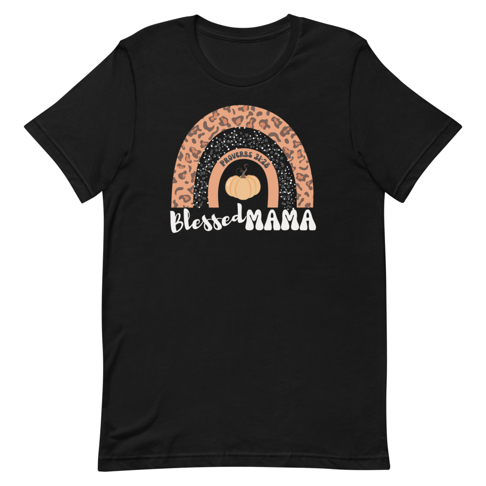 Women's fall tee | Blessed Mama | Pumpkin Rainbow