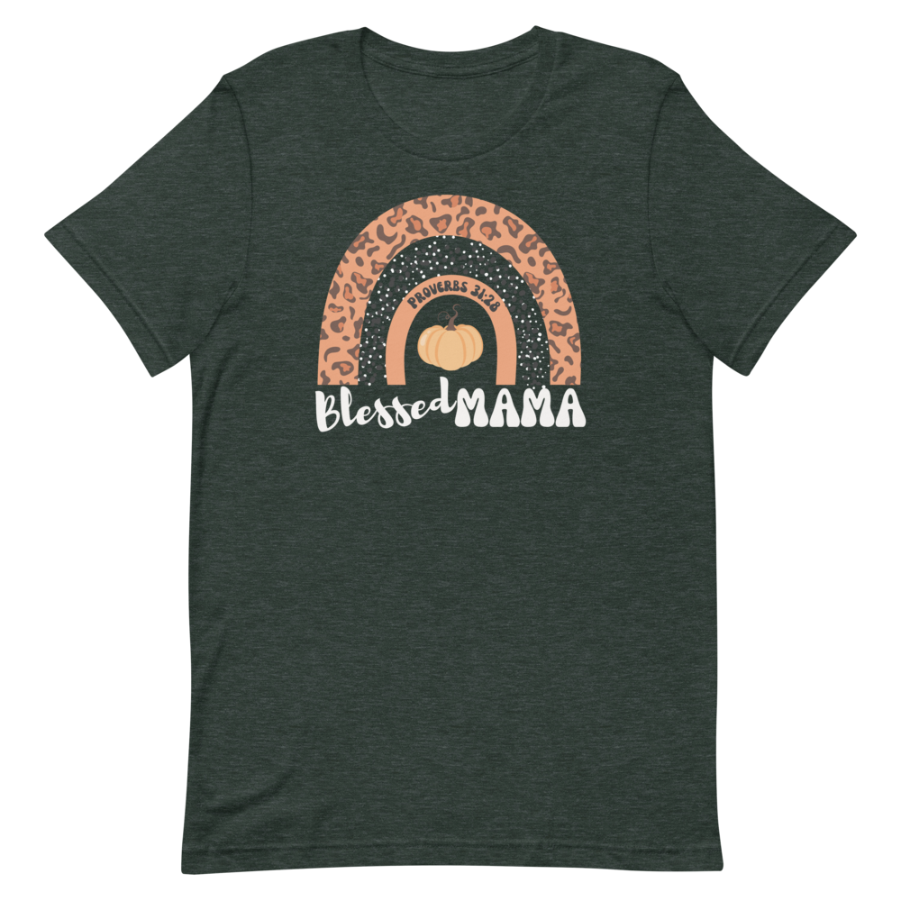 Women's fall tee | Blessed Mama | Pumpkin Rainbow