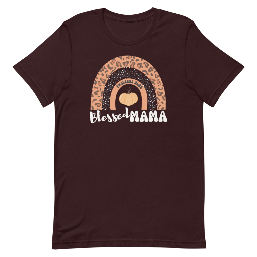 Women's fall tee | Blessed Mama | Pumpkin Rainbow