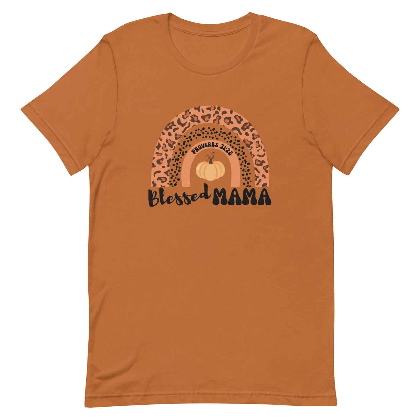 Women's fall tee | Blessed Mama | Pumpkin Rainbow