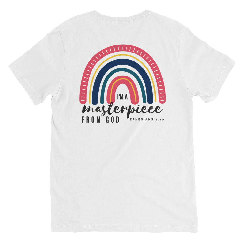 Women's V-Neck T-Shirt | I'm a masterpiece from God | Ephesians 2:10