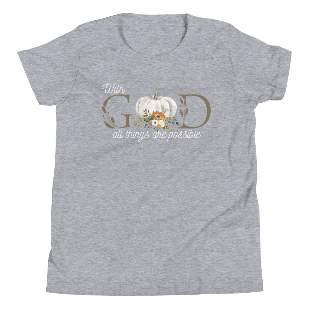 Youth T-Shirt | With God all things are possible | Pumpkin