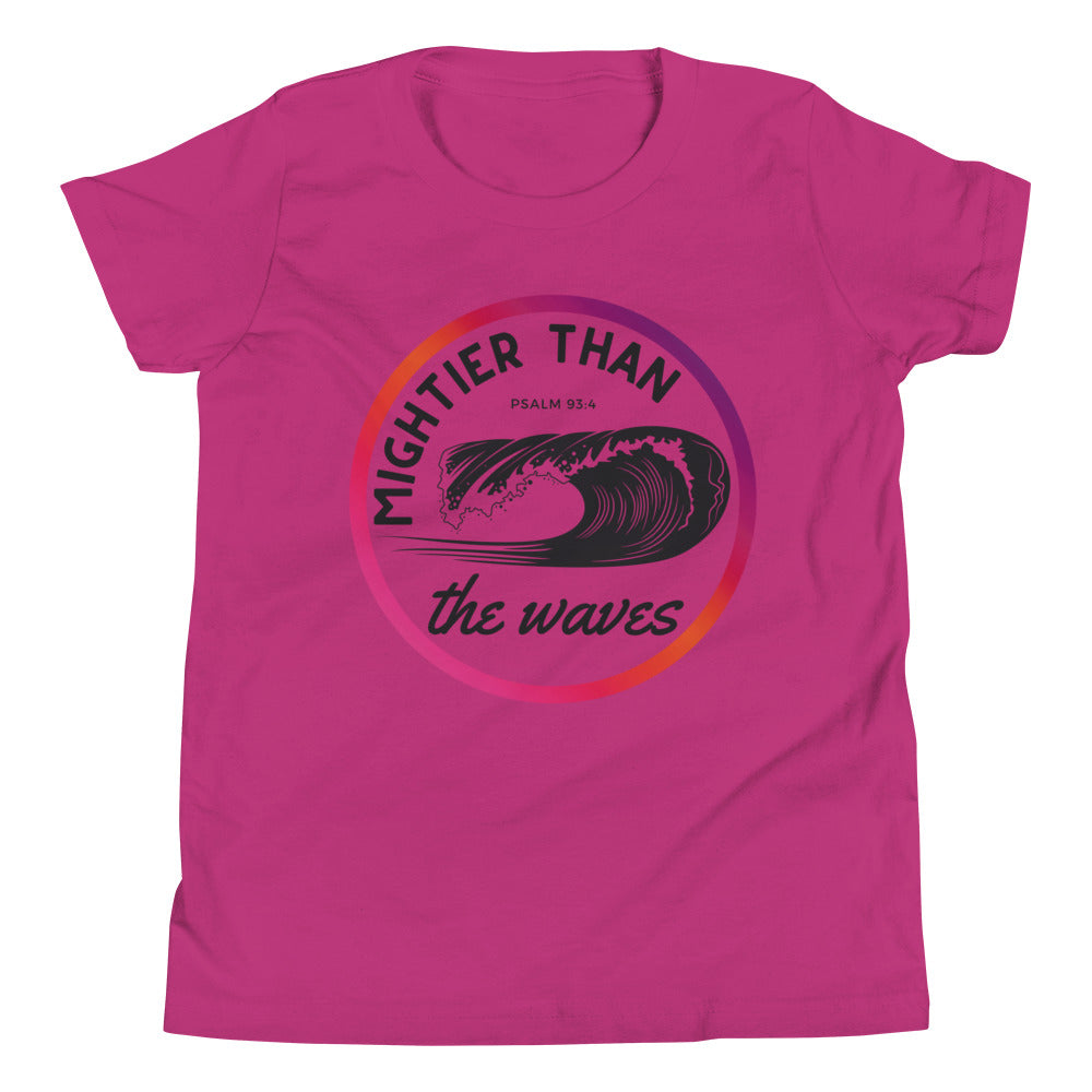 Youth T-Shirt | Mightier than the waves | Psalm 93:4 | Sunset gradient