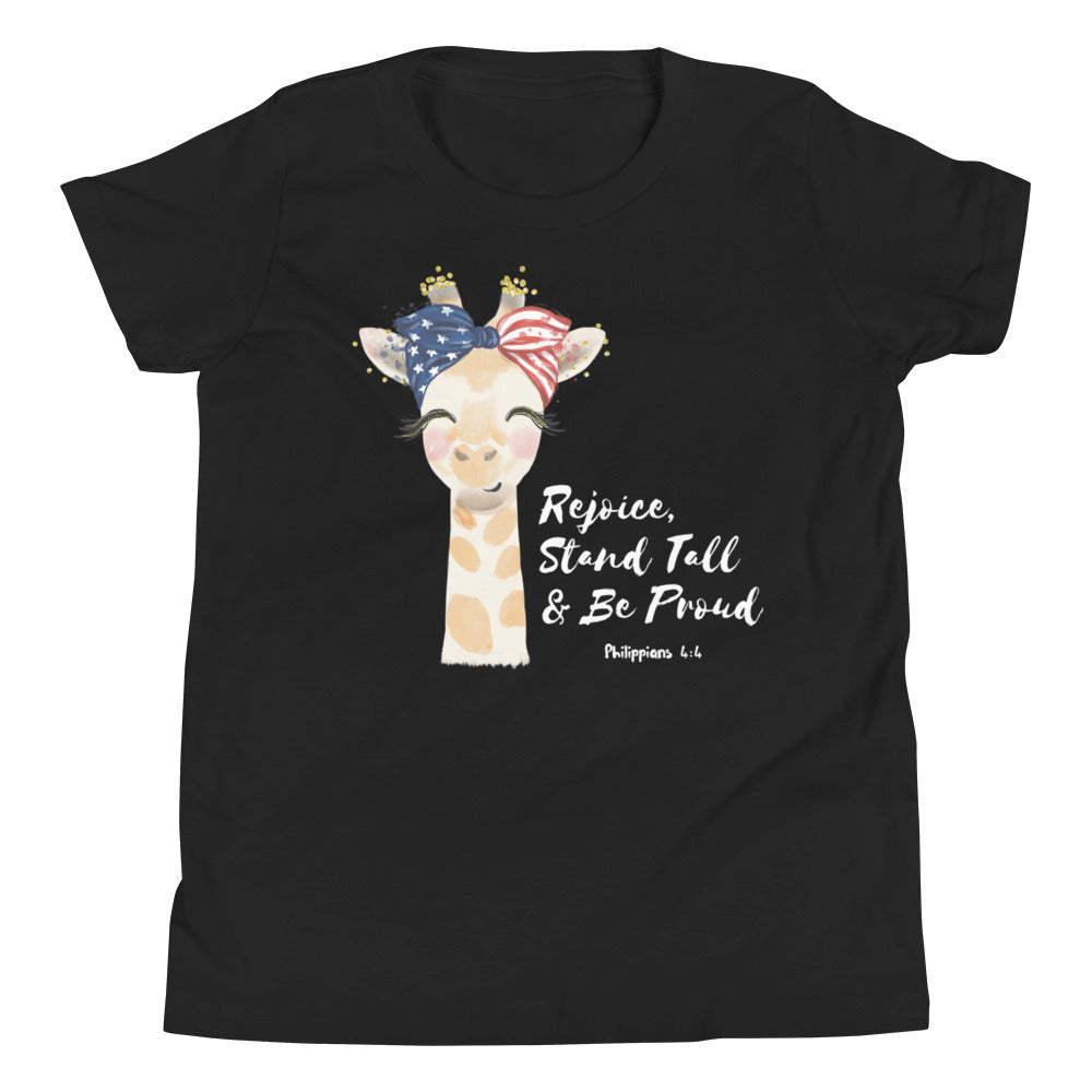 Rejoice, Stand Tall & Be Proud | Philippians 4:4 | Youth T-shirt