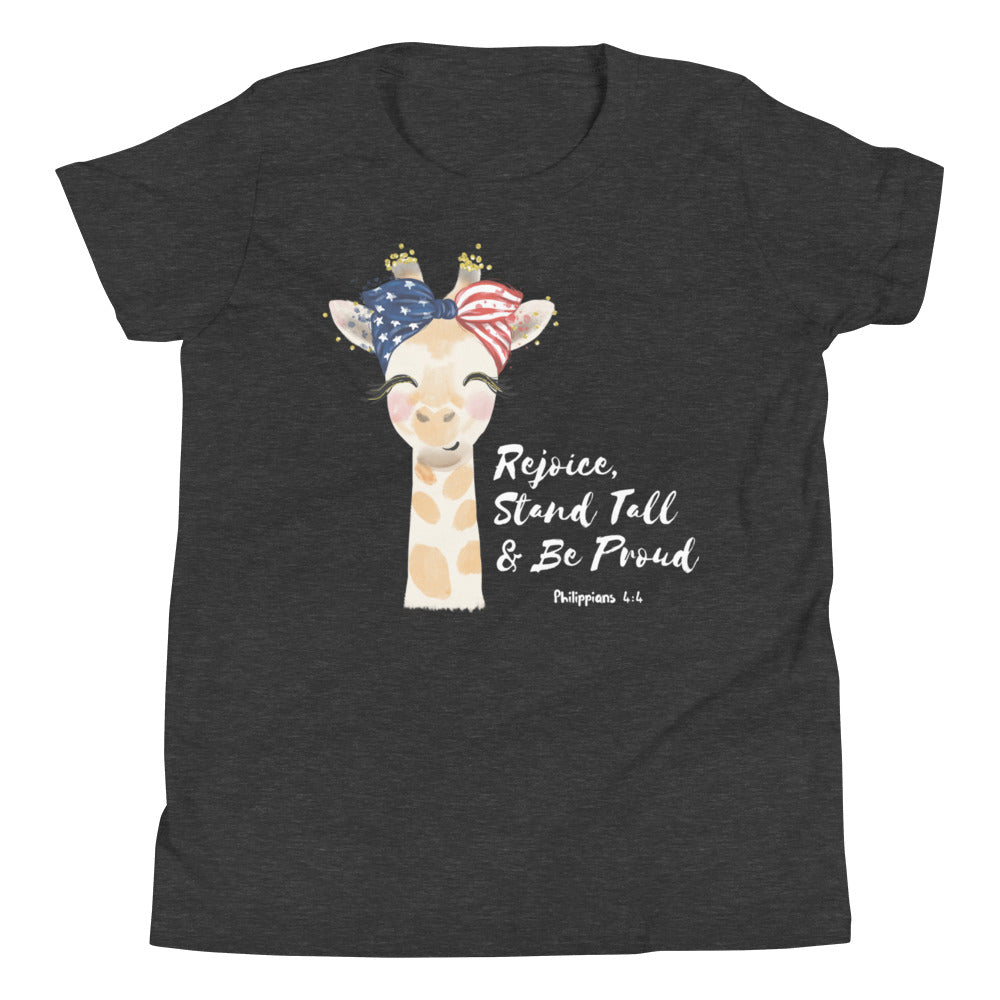 Rejoice, Stand Tall & Be Proud | Philippians 4:4 | Youth T-shirt