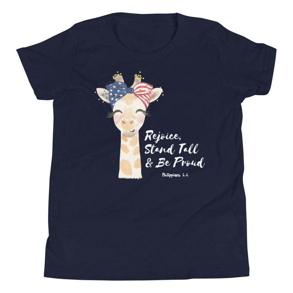 Rejoice, Stand Tall & Be Proud | Philippians 4:4 | Youth T-shirt